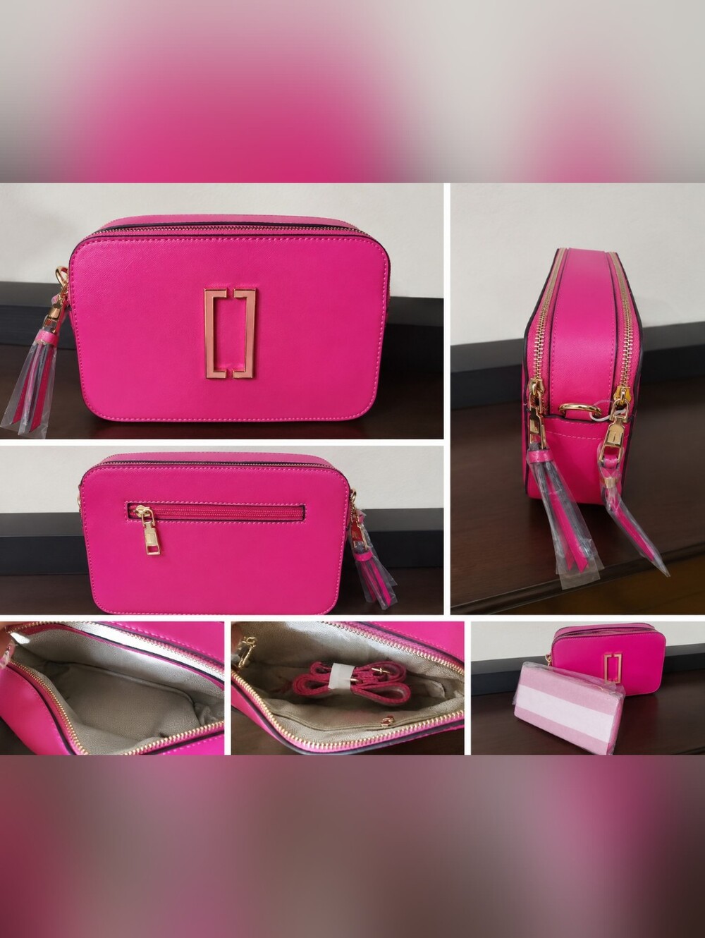 Hot Pink Crossbody Bag NWT Gold Hardware Double Zip Purse